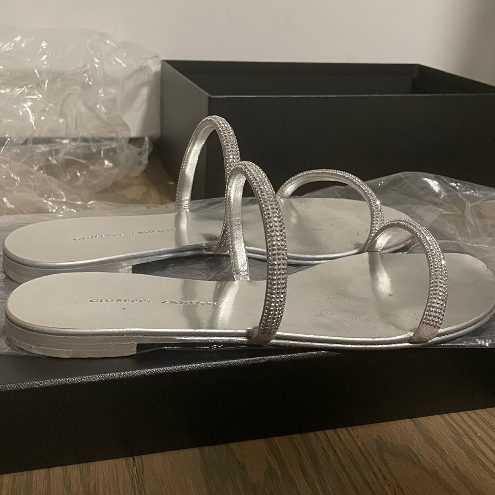 Giuseppe Zanotti double-strap crystal flat sandals
